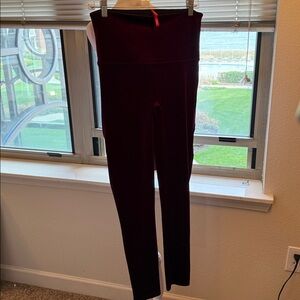 SPANX  Deep Maroon High-Waisted Velvet Leggings 1X